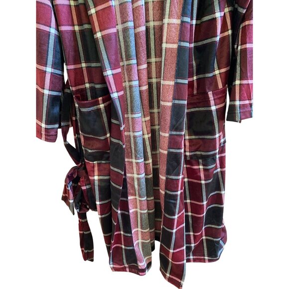 Doggy Style By Snoop Dogg Plaid Hooded Robe With Belt & Pockets S - Picture 5 of 7
